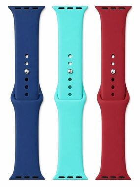 Apple Watch Bands 38 40mm Silicone Sport Strap Set 3 Navy Red Blue S - M